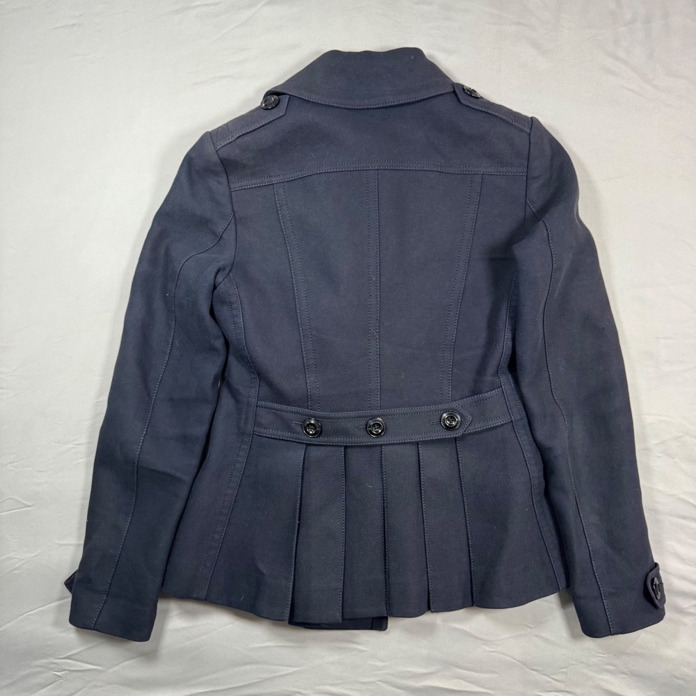 Burberry Brit Womens 2 Blue Asymmetrical Double-Breasted Peacoat Preppy Luxury - Picture 2 of 14